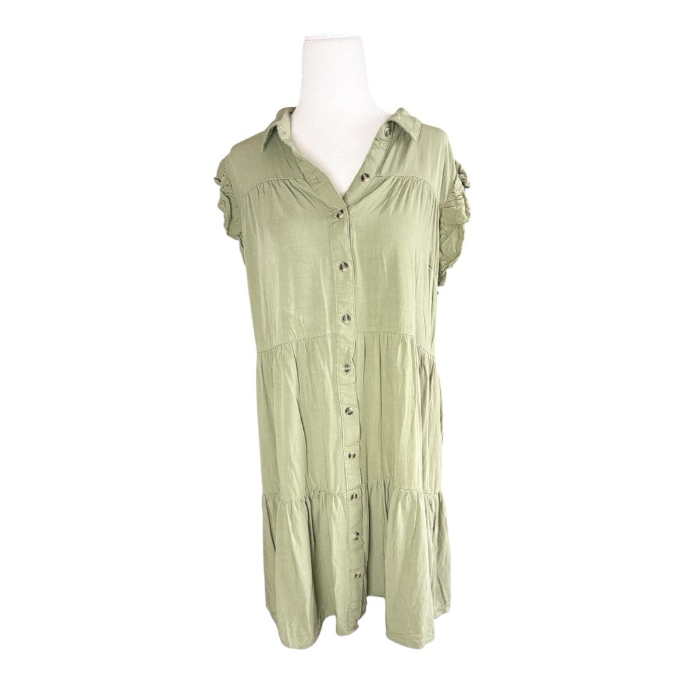 Lucky Brand Green Button-Down Dress